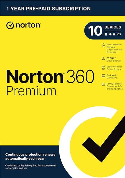 Norton 360 Premium 2024 EU Key (1 año / 10 dispositivos)