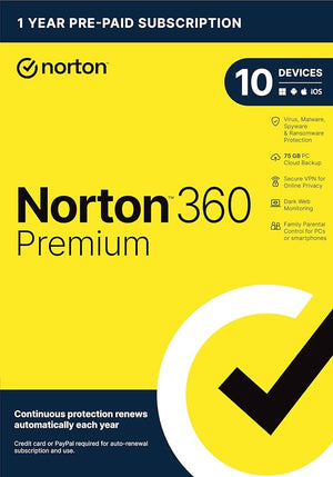 Norton 360 Premium 2024 LATAM Key (1 año / 10 dispositivos) + 75 GB de almacenamiento en la nube + VPN
