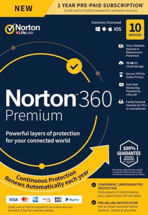 Norton 360 Premium EU Key (2 años / 10 dispositivos) + 75 GB de almacenamiento en la nube