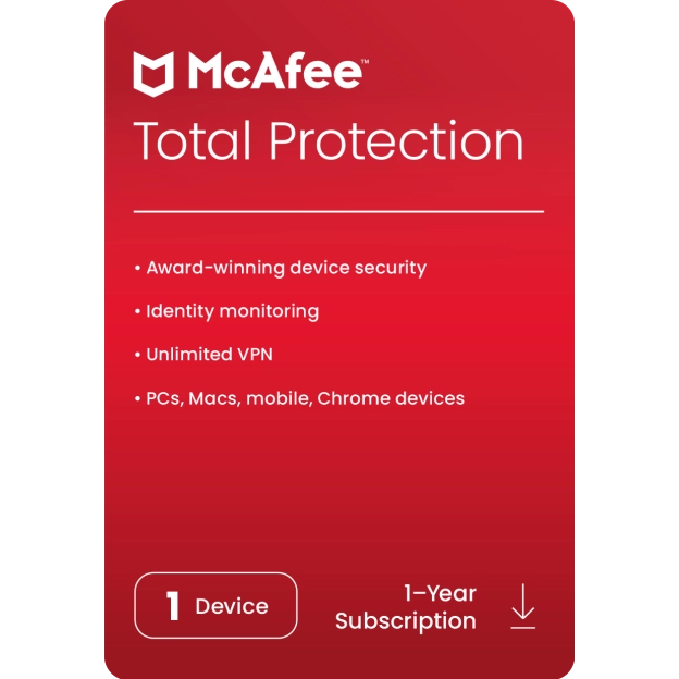 McAfee Total Protection 2024 Key (1 año / 1 dispositivo)