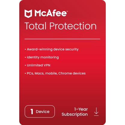 McAfee Total Protection 2024 Key (1 año / 1 dispositivo)